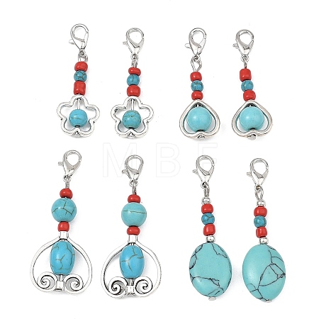 16Pcs 4 Styles Synthetic Turquoise Pendant Decorations HJEW-JM04856-1