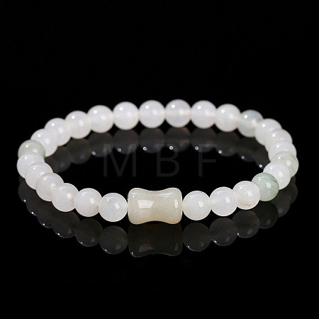 Natural Jade Round Beads Stretch Bracelets WG583E5-12-1