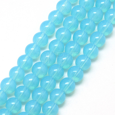Baking Paint Glass Beads Strands DGLA-Q023-8mm-DB19-1