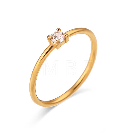 Flat Round 304 Stainless Steel Micro Pave Cubic Zirconia Finger Rings FS-WG2DA17-19-1