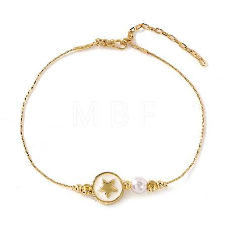Brass & Imitation Pearl Round Beaded Bracelets RK2391-2-1