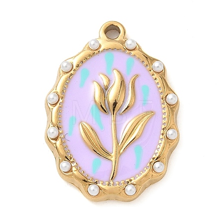 304 Stainless Steel Enamel Pendants STAS-H483-42G-01-1