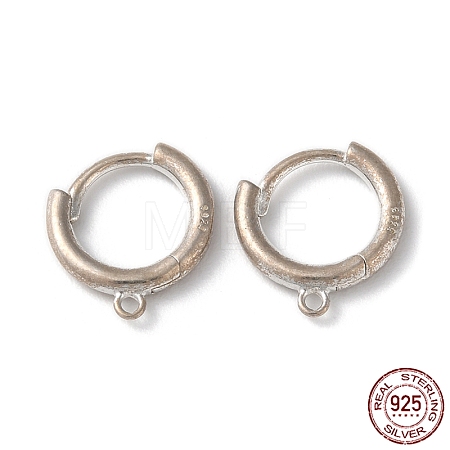 Anti-Tarnish Rhodium Plated 925 Sterling Silver Huggie Hoop Earring Findings STER-D016-02P-1