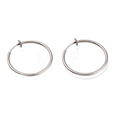 Tarnish Resistant 304 Stainless Steel Retractable Clip-on Hoop Earrings STAS-O135-01G-1