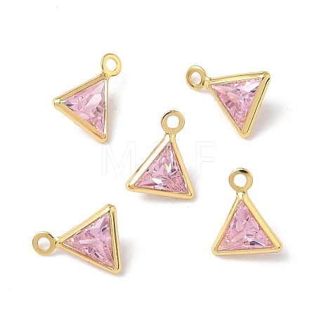Brass Micro Pave Cubic Zirconia Triangle Charms KK-Z136-29G-02-1