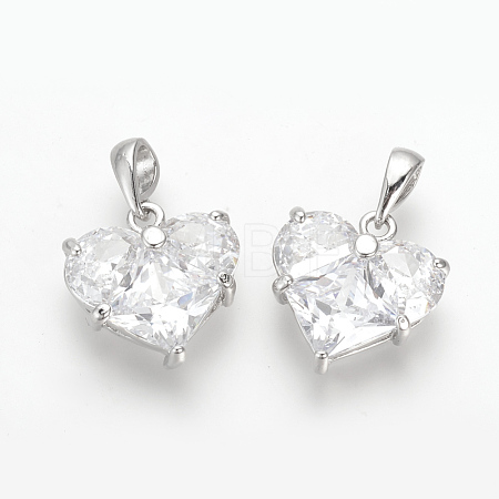 Brass Cubic Zirconia Charms X-KK-R015-109P-1
