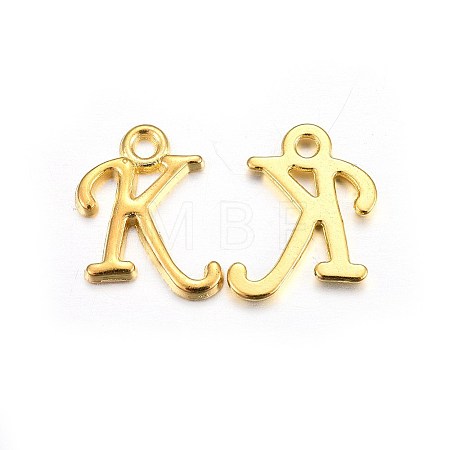 Golden Plated Alloy Letter Pendants X-PALLOY-J718-01G-K-1