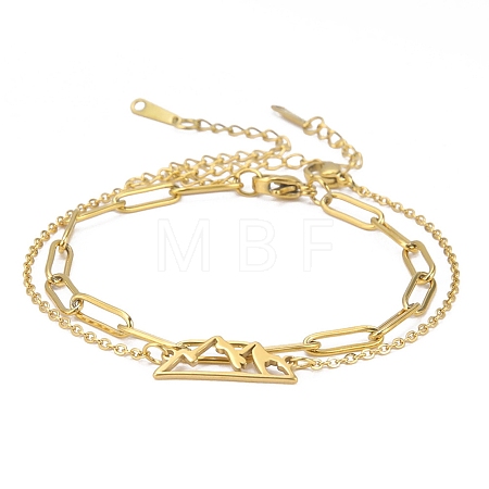 304 Stainless Steel Paperclip Chains & Cable Chain Bracelet Sets AJEW-U005-05E-G-1