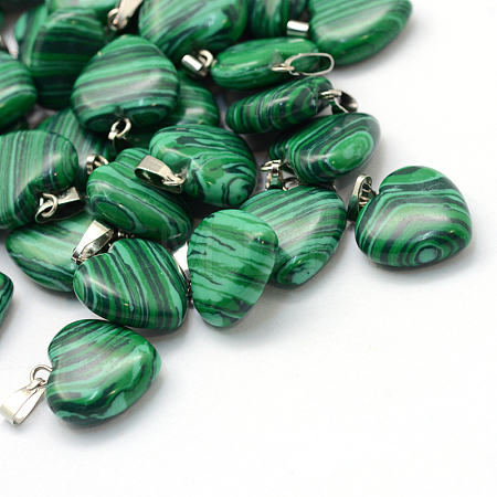 Heart Dyed Synthetic Malachite Pendants G-Q371-02-1