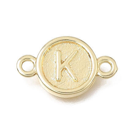 Brass Disc with Initial Links Connector Charms KK-E802-36G-K-1