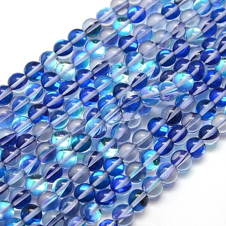Synthetic Moonstone Beads Strands G-F143-8mm-06-1