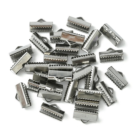 304 Stainless Steel Ribbon Crimp Ends STAS-YW0001-78D-1