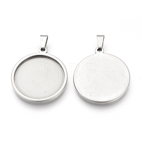 Tarnish Resistant 201 Stainless Steel Pendant Cabochon Settings STAS-S073-03P-1