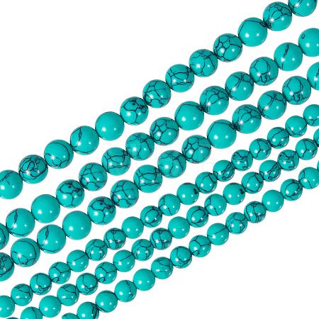 2 Strands 2 Styles Synthetic Turquoise Beads Strands G-PH0003-48A-1
