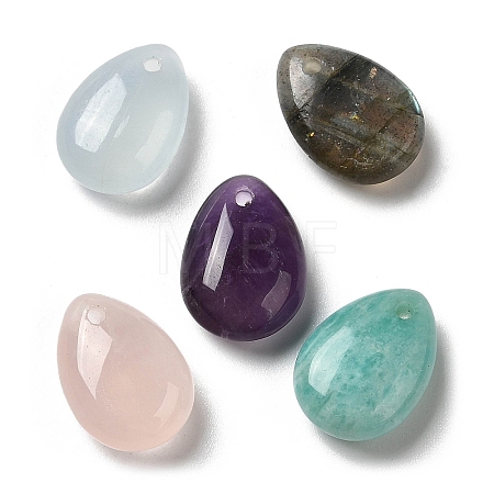 Natural Mixed Gemstone Teardrop Charms G-M410-01-1