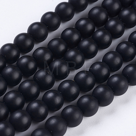 Synthetic Black Stone Bead Strands X-G-R345-6mm-38-1-1