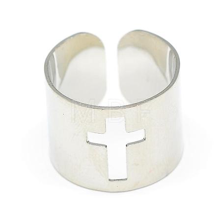 Tarnish Resistant Adjustable Stainless Steel Cuff Finger Rings RJEW-S038-048-1