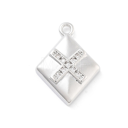 Brass Micro Pave Clear Cubic Zirconia Pendants ZIRC-I067-01E-1