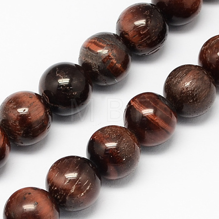 Natural Red Tiger Eye Stone Bead Strands G-R193-08-4mm-1