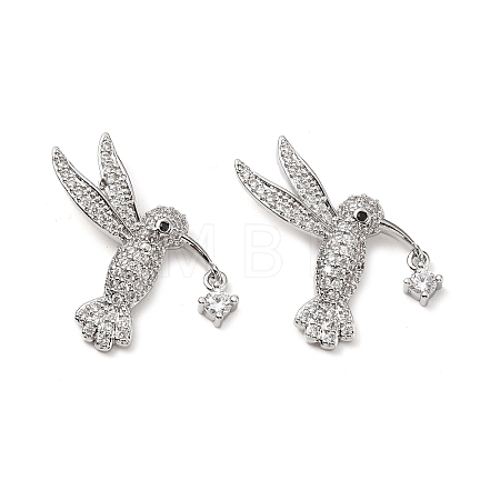 Brass Micro Pave Clear Cubic Zirconia Pendants KK-G533-07A-P-1