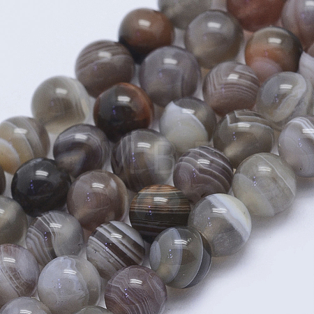 Round Natural Botswana Agate Bead Strands G-I166-02-6mm-1