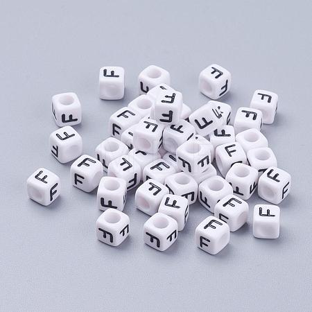 Letter F Acrylic Cube Beads X-PL37C9308-F-1