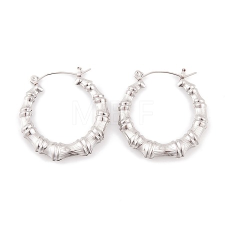 Non-Tarnish Bamboo Joint 304 Stainless Steel Hoop Earrings for Women EJEW-G388-01P-1
