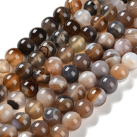 Natural Striped Agate/Banded Agate Beads Strands G-Z060-A01-B14-1