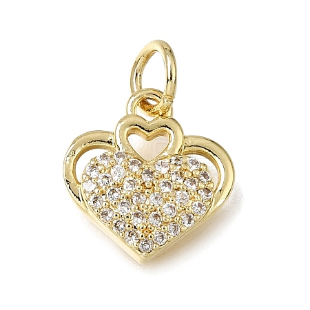 Brass Micro Pave Clear Cubic Zirconia Charms CU-L001-19G-02-1