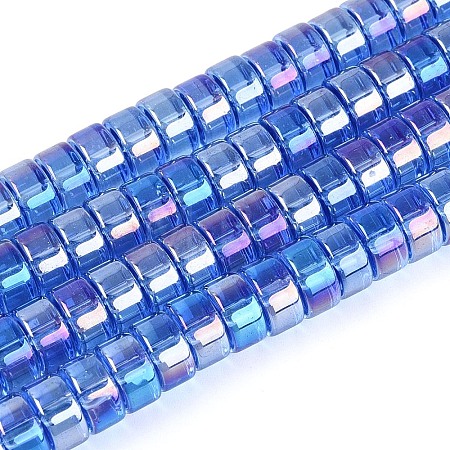 AB Color Plated Transparent Glass Beads Strands GLAA-T026-4x8mm-T04-1