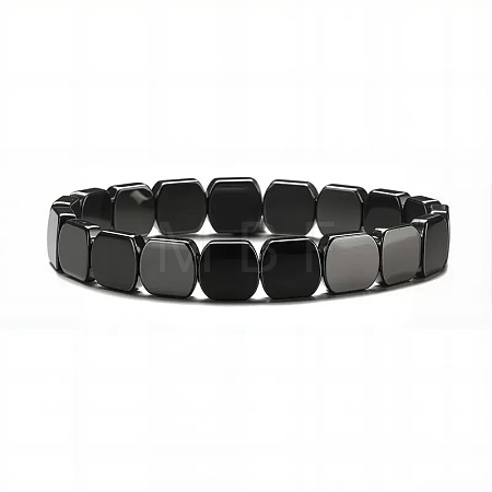 Synthetic Non-magnetic Hematite Beads Stretch Bracelets for Men PZ7053-7-1