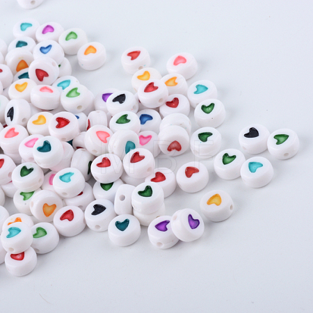 Opaque Acrylic Heart Letter Beads X-SACR-Q126-07-1