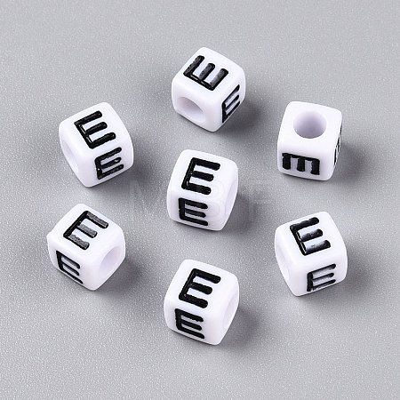 Large Hole Acrylic Letter European Beads SACR-Q103-6mm-01E-1