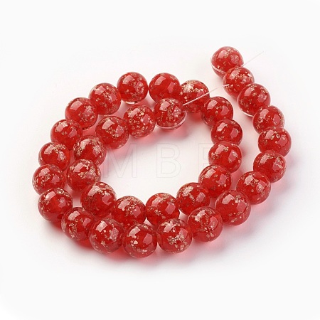 Handmade Gold Sand Lampwork Beads Strands LAMP-P051-L02-10mm-1