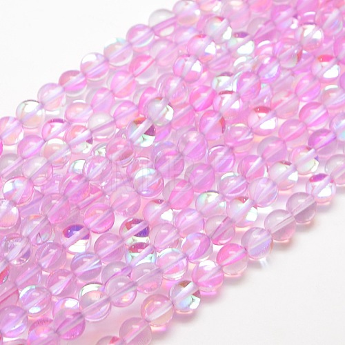 Synthetic Moonstone Beads Strands G-F143-10mm-01-1