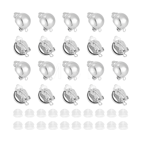 Unicraftale 30Pcs Half Round Brass Clip-on Earring Findings KK-UN0001-91P-1