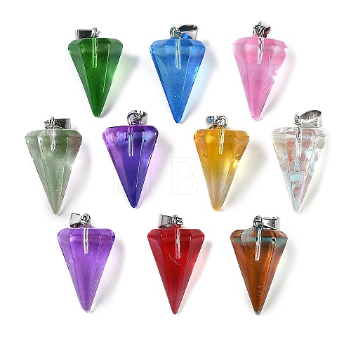 Spray Painted Glass Pendants X-GLAA-Z007-03-1