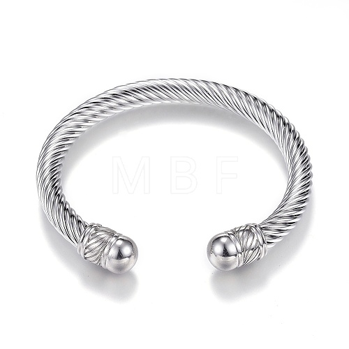 304 Stainless Steel Torque Cuff Bangles BJEW-D437-A15-1