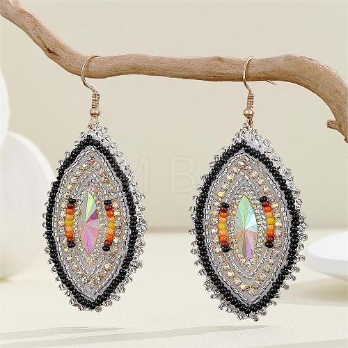 Bohemian Style Glass Bead Handmade Horse Eye Dangle Earrings for Women NQ6422-3-1