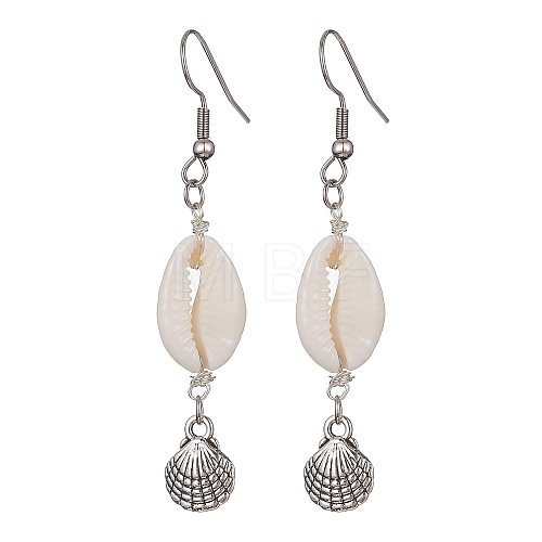 Natural Shell Dangle Earrings EJEW-JE05441-02-1