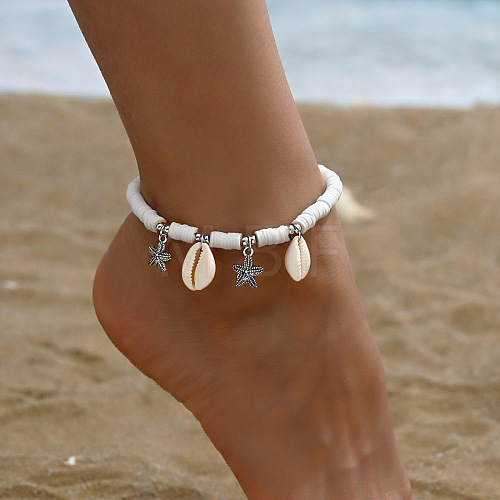 Handmade Heishi Polymer Clay Beaded Anklets WG57D89-03-1