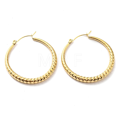 304 Stainless Steel Grooved Hoop Earrings EJEW-B023-18G-1