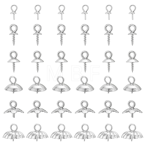 Unicraftale 112Pcs 6 Styles 304 & 201 Stainless Steel Cup Pearl Peg Bails Pin Pendants STAS-UN0055-23-1