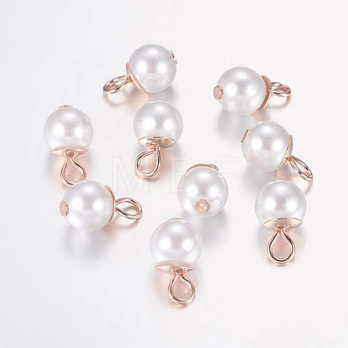 Plastic Pearl Charms X-IFIN-K032-02RG-1