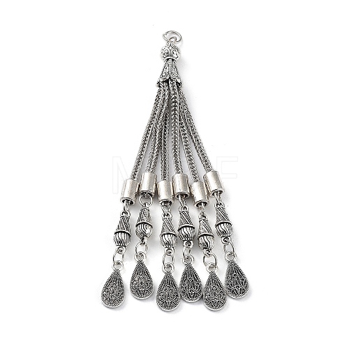 Tibetan Style Alloy Curb Chain Tassel Big Pendants FIND-K013-01AS-08-1