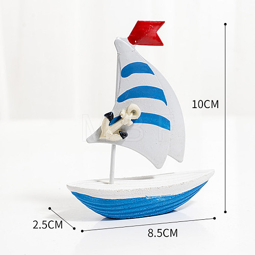 Anchor Pattern Mini Sailboat Model Display Decoration PW22060285676-1
