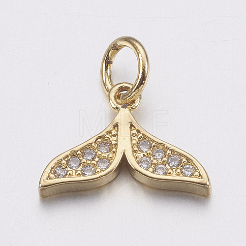 Brass Micro Pave Cubic Zirconia Charms ZIRC-F085-06G-1