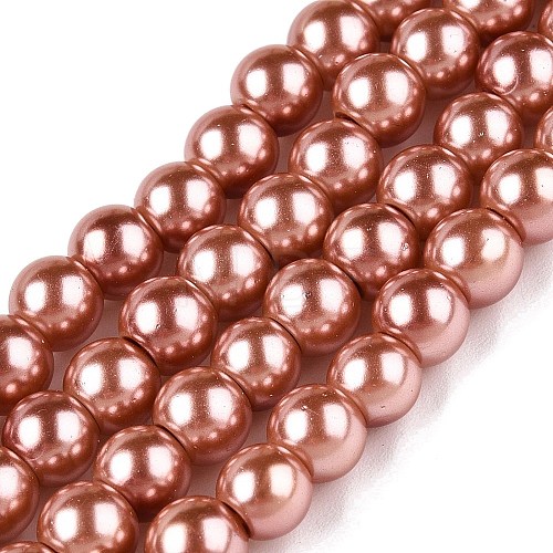 Baking Painted Pearlized Glass Pearl Round Bead Strands HY-Q003-6mm-50-A-1