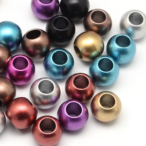 Matte Rondelle Spray Painted Acrylic Beads ACRP-Q017-03A-M-1