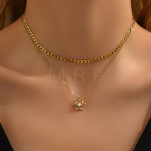 Gold Plated Double Layer Necklace Non-fading Collarbone Chain Minimalist Style YA7808-1